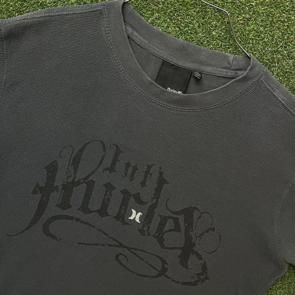 Y2K Hurley Int. Surfwear Grey Graphic Thermal Shirt Short Sleeve - Picture 1 of 7